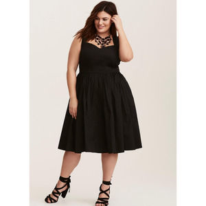 Torrid Poplin Black Fit & Flare Classic Sweetheart Dress Women's Plus Size 22